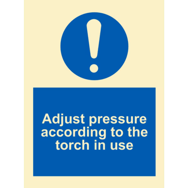 Instruksjonsskilt Juster trykket under bruk (Adjust Pressure When in Use)