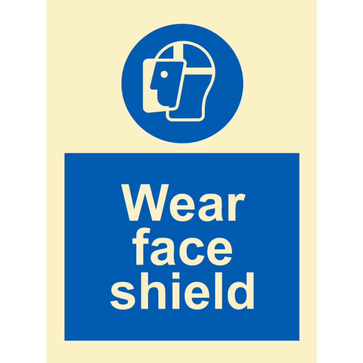 Påbudsskilt Bruk ansiktsskjerm (Wear Face Shield)