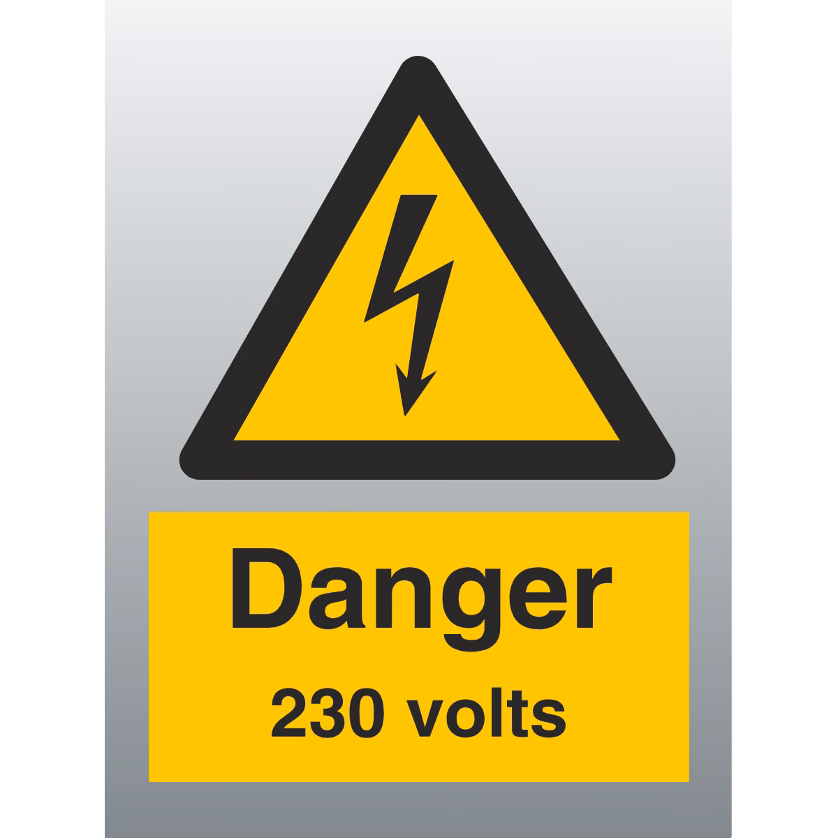 Danger. 230 volts 15x20cm