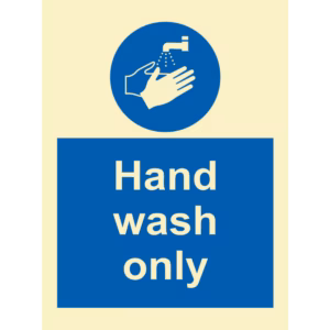 Instruksjonsskilt Kun håndvask (Hand Wash Only)