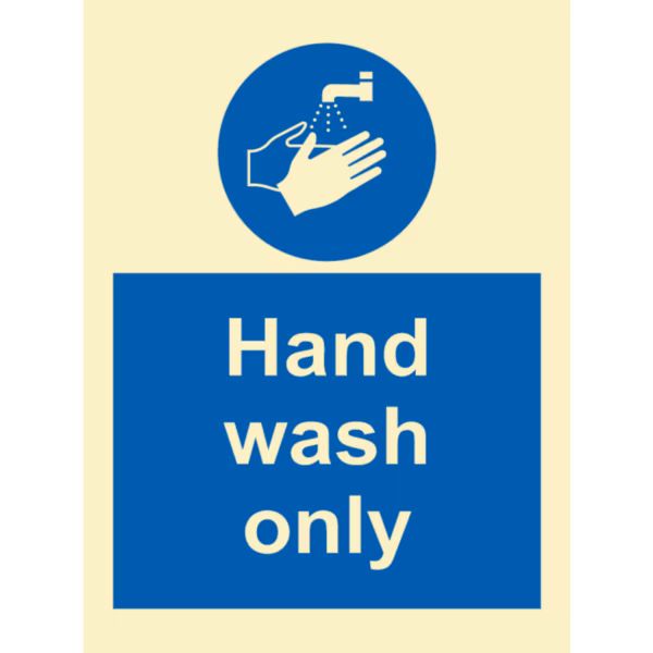 Instruksjonsskilt Kun håndvask (Hand Wash Only)