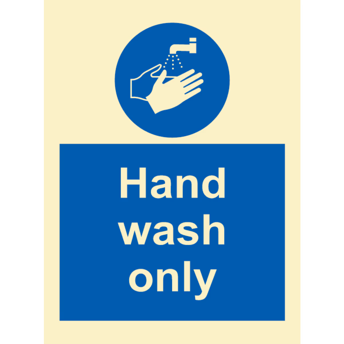 Instruksjonsskilt Kun håndvask (Hand Wash Only)