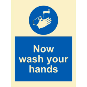 Instruksjonsskilt Vask hendene nå (Now Wash Your Hands)