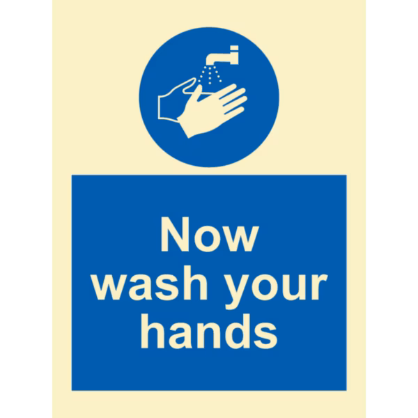 Instruksjonsskilt Vask hendene nå (Now Wash Your Hands)