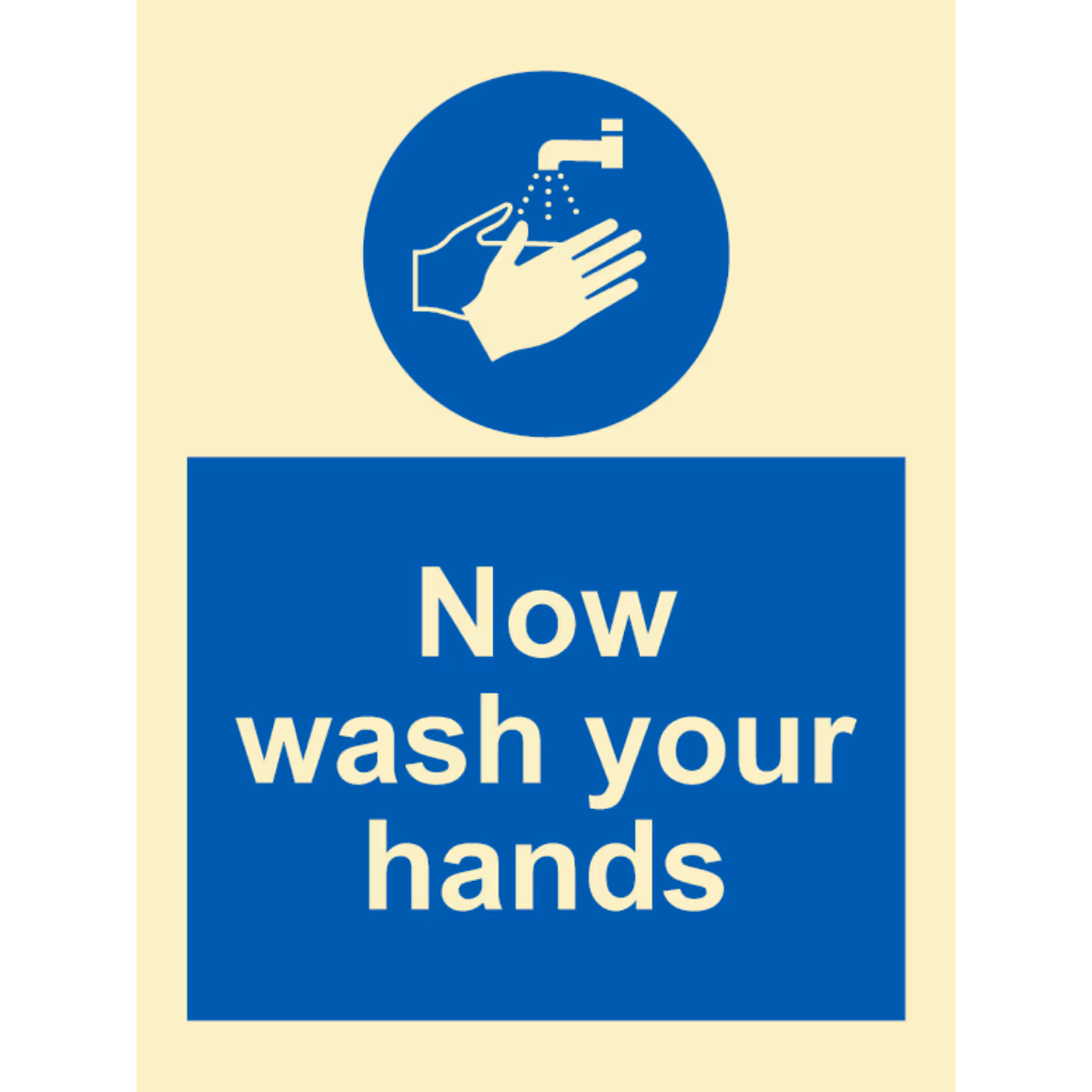 Instruksjonsskilt Vask hendene nå (Now Wash Your Hands)