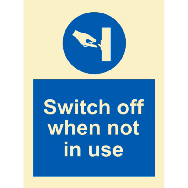 Instruksjonsskilt Slå av når den ikke er i bruk (Switch Off When Not in Use)