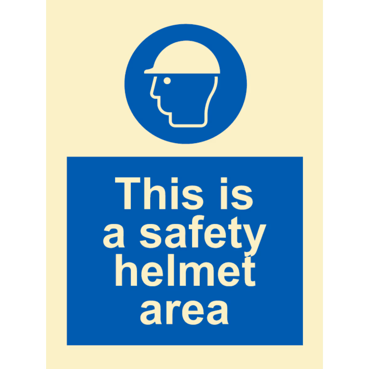 Påbudsskilt Dette er et hjelmpåbudt område (This Is a Safety Helmet Area)