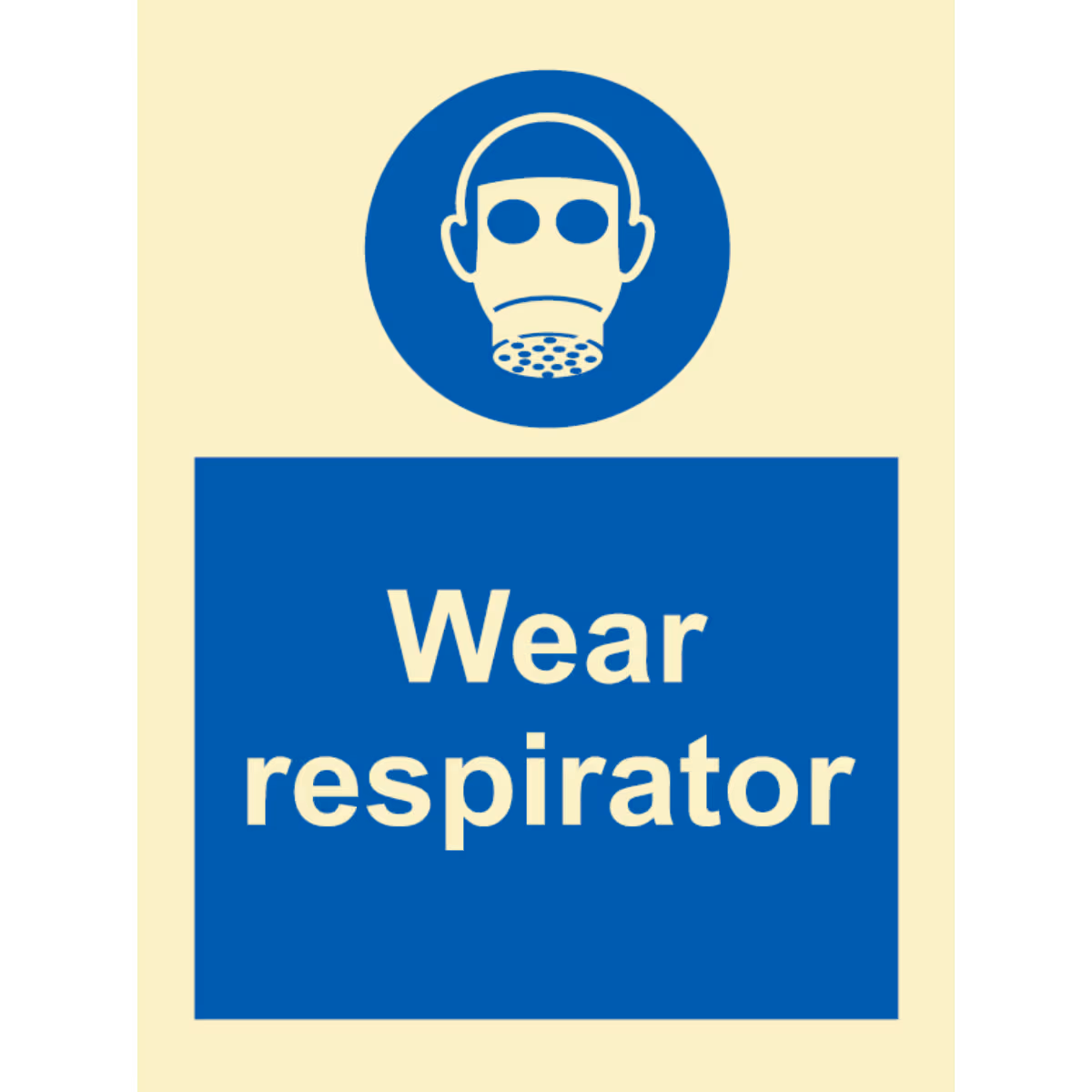 Påbudsskilt Bruk åndedrettsvern (Wear Respirator)