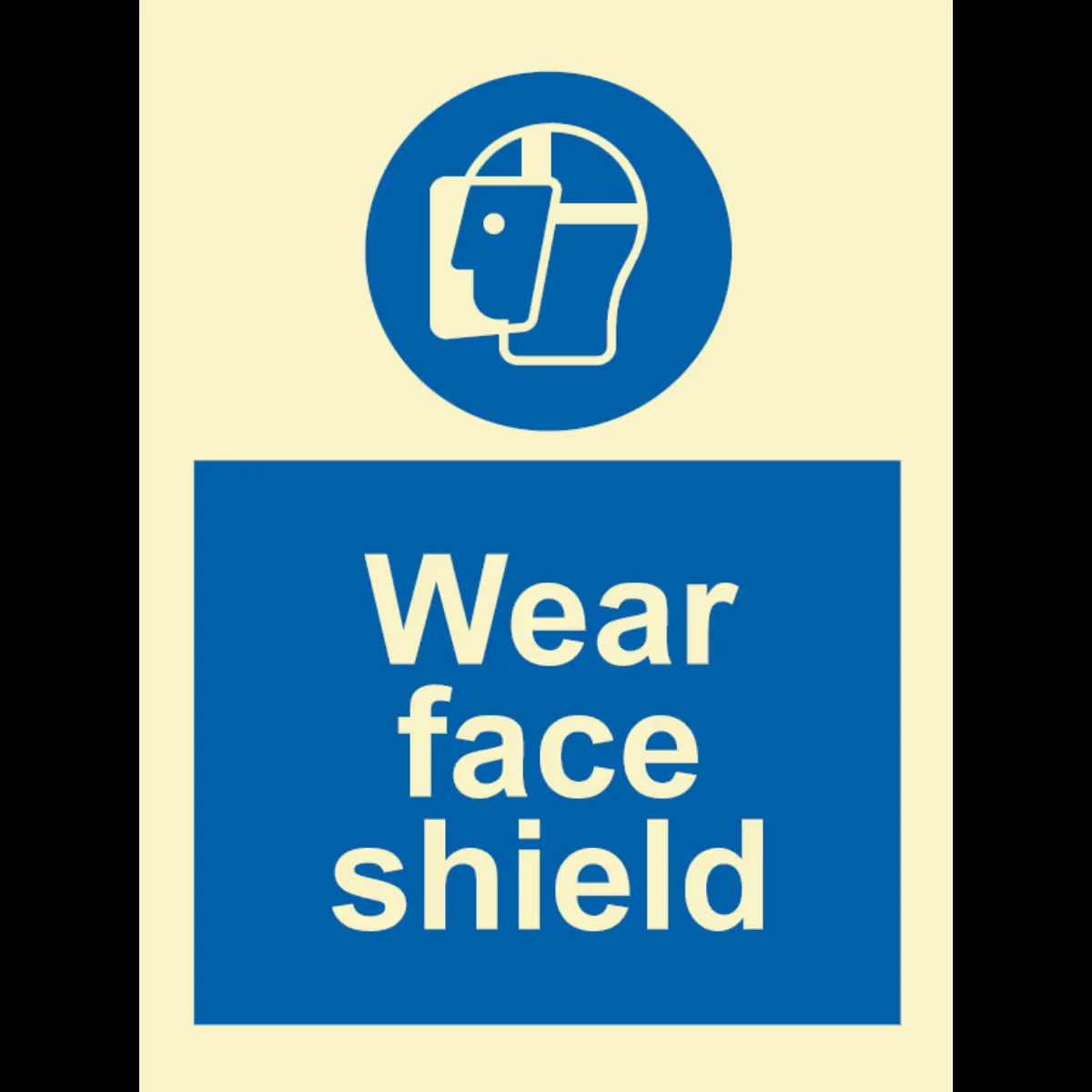 Påbudsskilt Bruk ansiktsskjerm (Wear Face Shield)