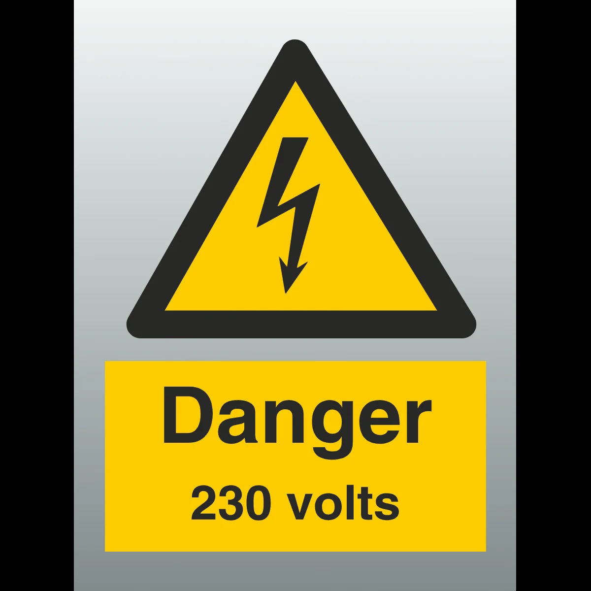 Danger. 230 volts 15x20cm