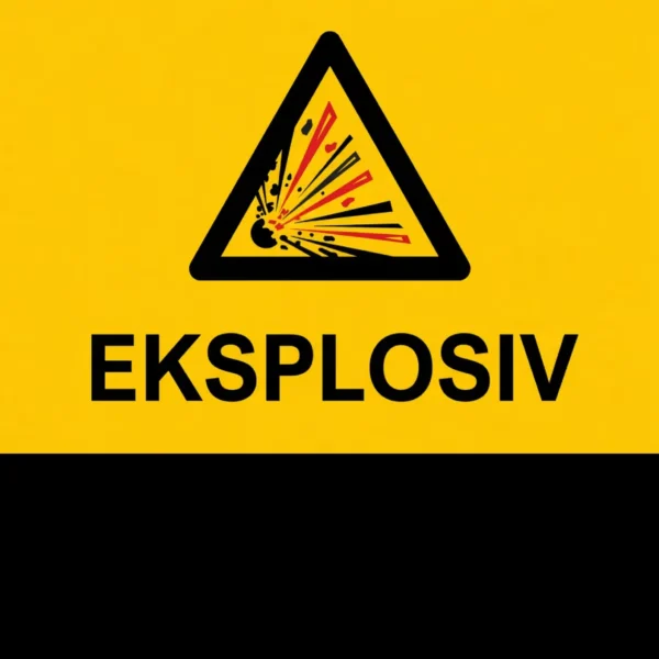 Fareskilt Eksplosiv i aluminium, 30x20 cm