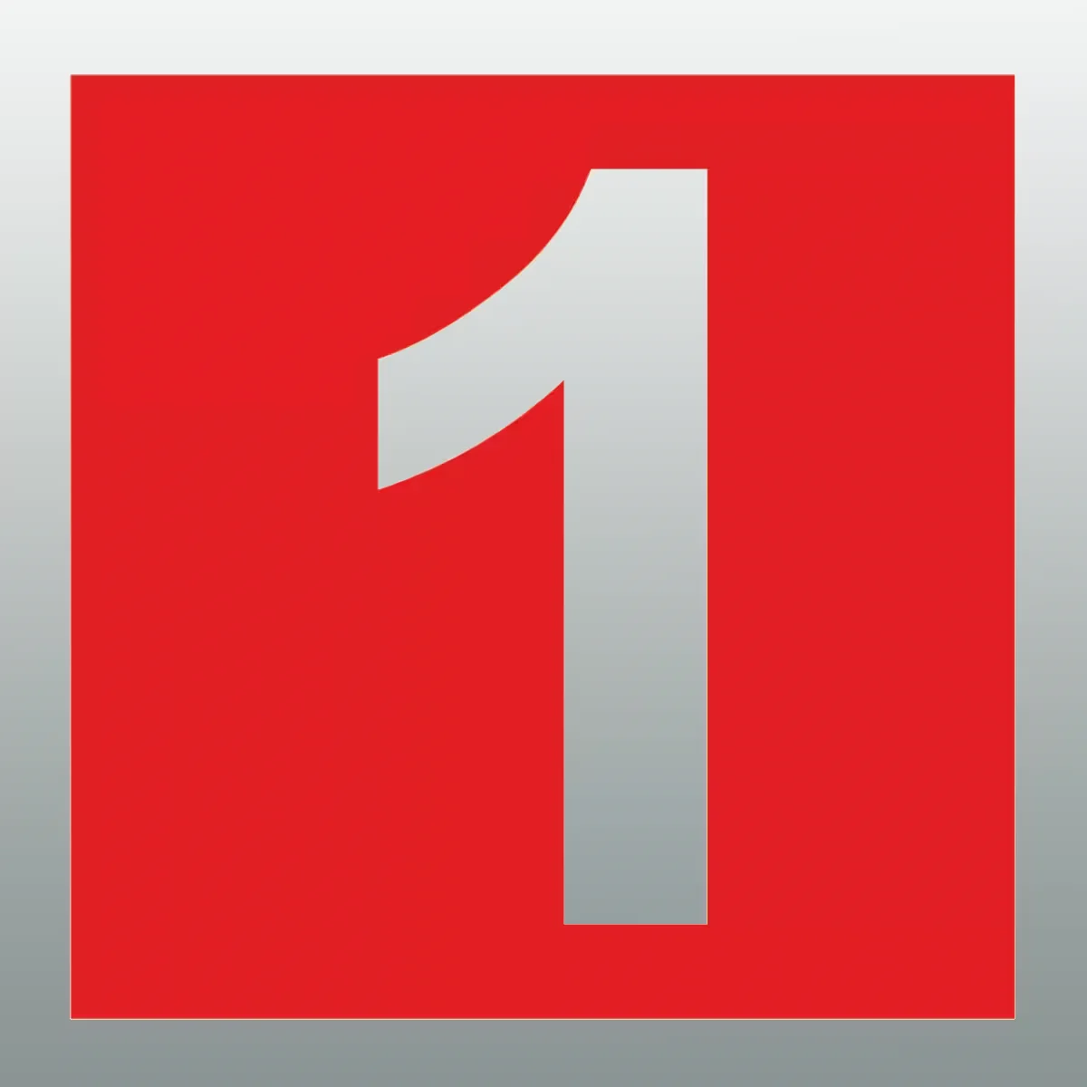 Reflekterende IMO-skilt Number 1, rødt kvadrat med hvitt tall 1, 15x15–40x40 cm