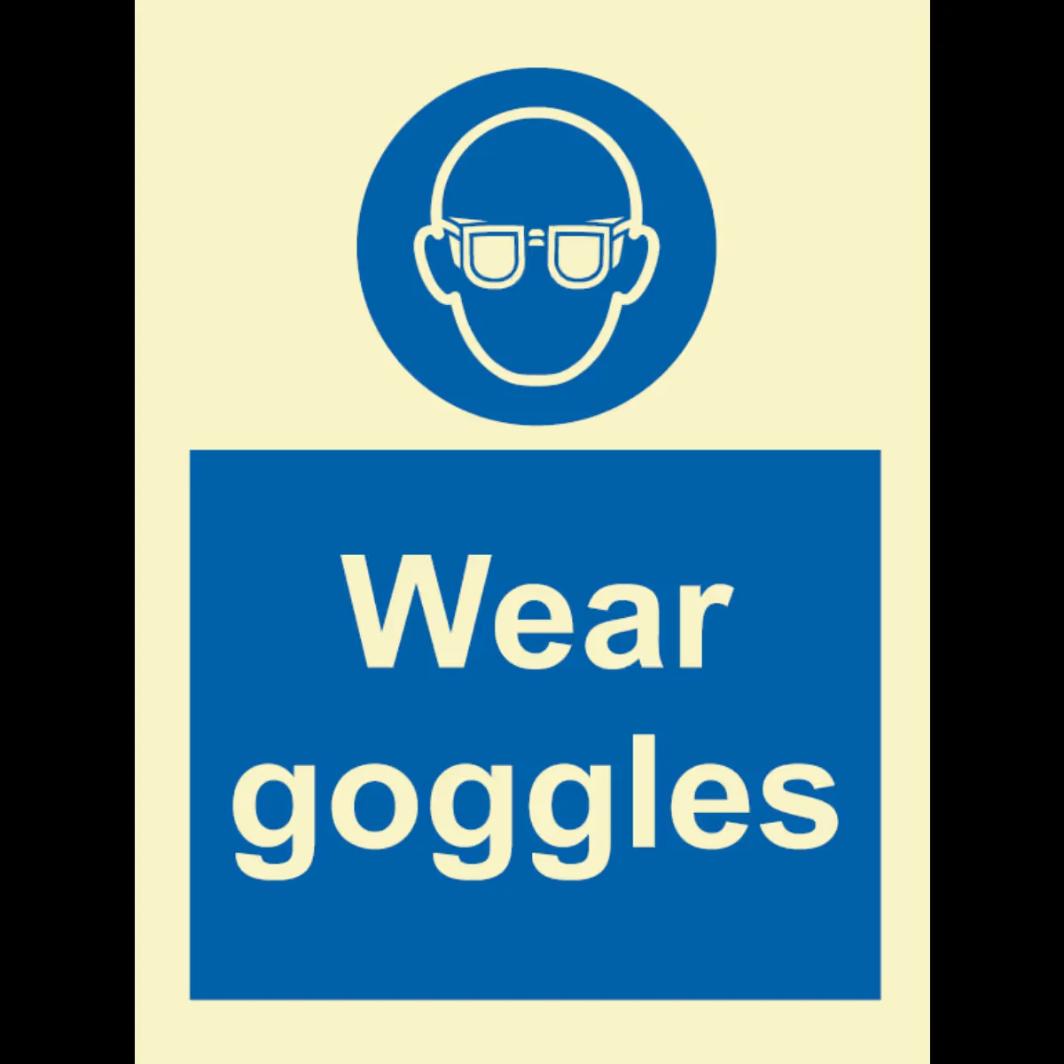 Påbudsskilt Bruk vernebriller (Wear Goggles)