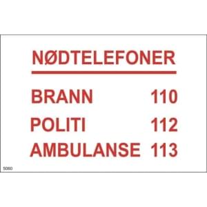 Nødtelefoner 21X14 cm, Brannskilt