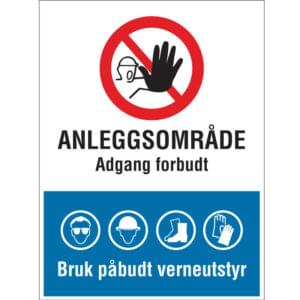 Anleggsområde Adgang Forbudt - Bruk Påbudt Verneutstyr Byggeplasskilt image