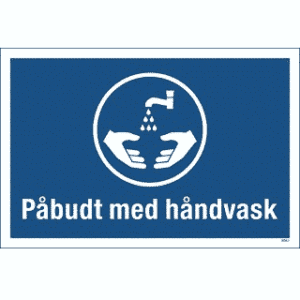 Påbudt med håndvask 20x30cm med tekst