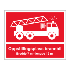 Skilt Oppstillingsplass for brannbil
